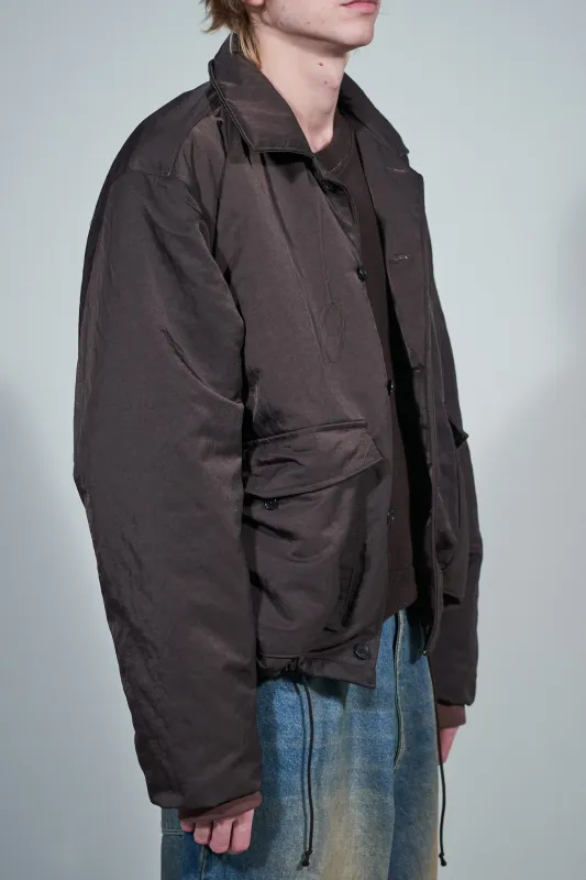 CF.22.10.05.01 PUFFED SIMPLE JACKET technical nylon brown sold by Camiel Fortgens