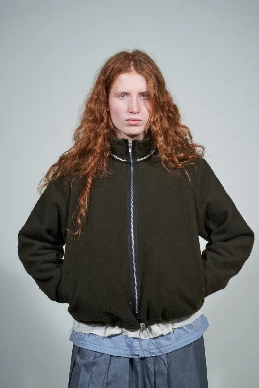 CF.22.09.05.02 FLEECE ANORAK pilled wool fleece green made by Camiel Fortgens