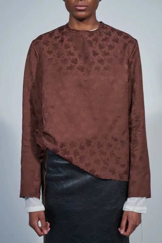 CF.22.05.02.03 NORMAL TOP LS viscose jacquard brown flower made by Camiel Fortgens