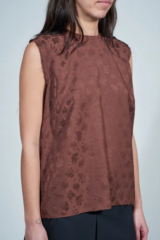 CF.22.05.01.03 NORMAL TOP viscose jacquard brown flower made by Camiel Fortgens