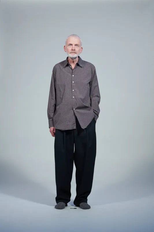 CF.22.04.03.04 BIG SHIRT cotton shirting brown check made by Camiel Fortgens