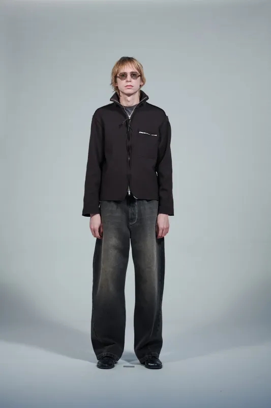 CF.22.03.06.01 ZIP-UP KNIT heavy rib dark brown made by Camiel Fortgens