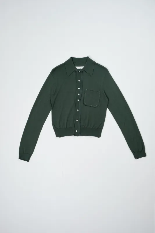 CF.22.03.01.02 70S CARDIGAN fine knit green made by Camiel Fortgens