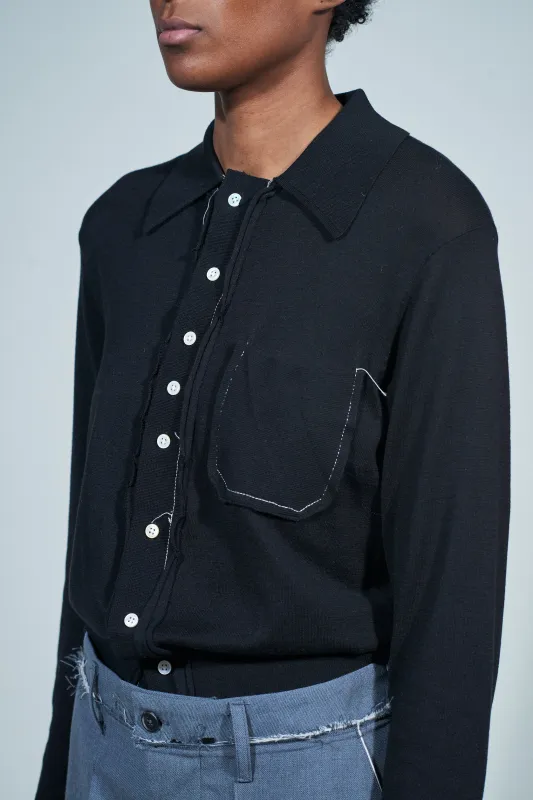 CF.22.03.01.01 70S CARDIGAN fine knit black made by Camiel Fortgens