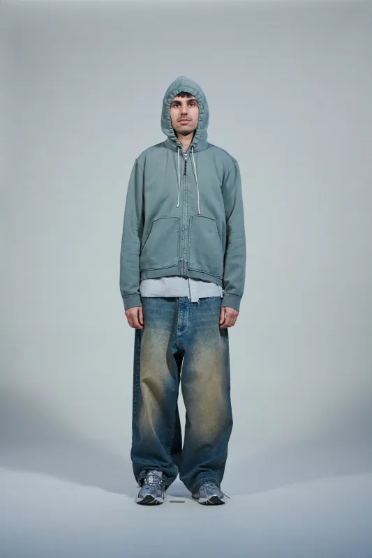 CF.22.02.03.01 ZIP HOODIE heavy brushed vintage green made by Camiel Fortgens