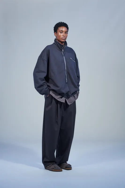 CF.22.02.02.02 HALF-ZIP SWEAT heavy loop-back dark grey made by Camiel Fortgens