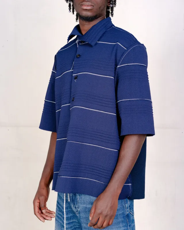 CF.21.03.04.02 RIB POLO SHIRT viscose/nylon knit navy made by Camiel Fortgens
