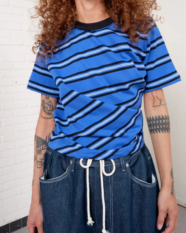 CF.21.01.04.03 TWISTED NORMAL TEE rib jersey blue/black/white stripe made by Camiel Fortgens