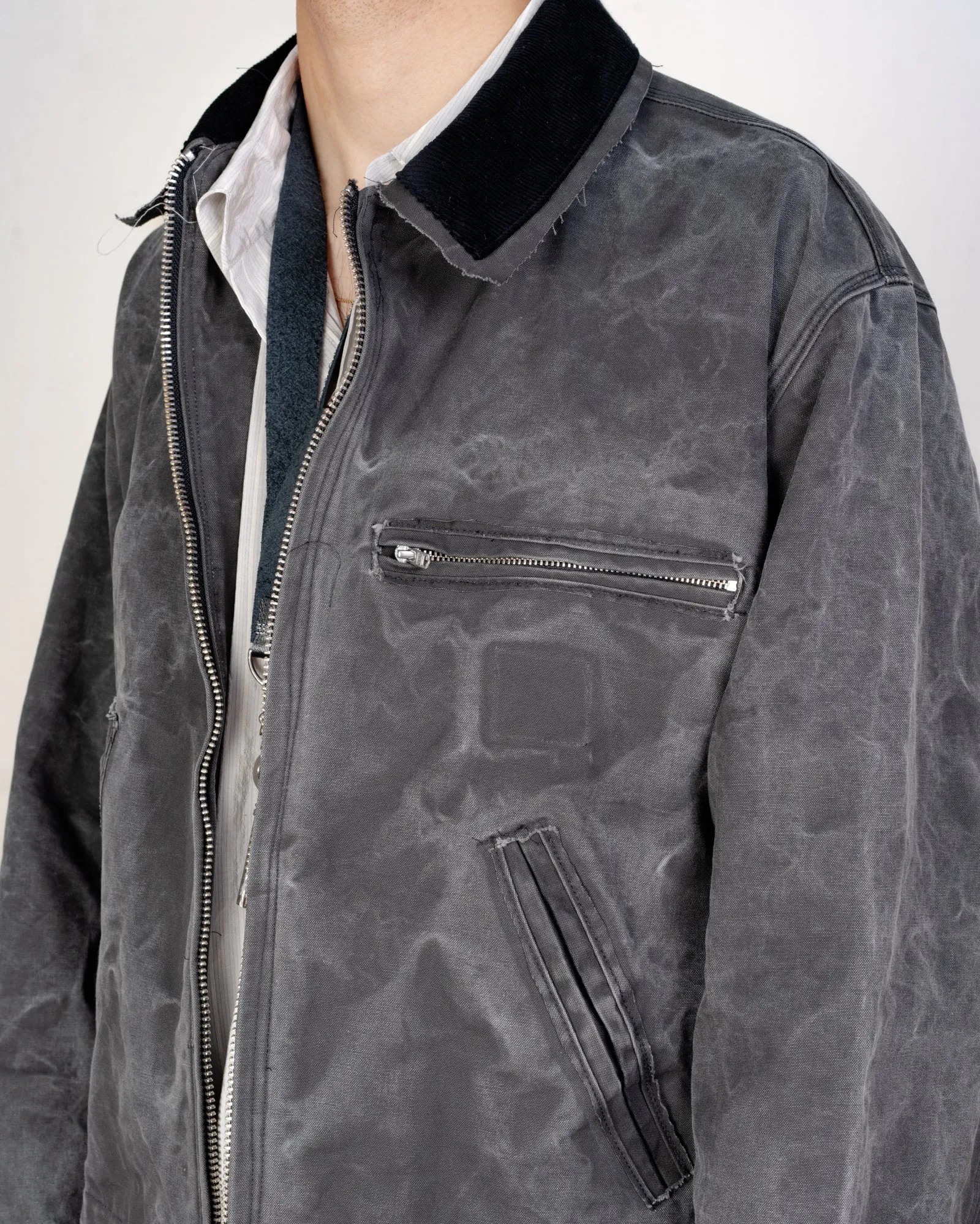 CF.21.10.01.02 WORKER JACKET washed canvas black vintage wash sold by Camiel Fortgens product image thumbnail 4