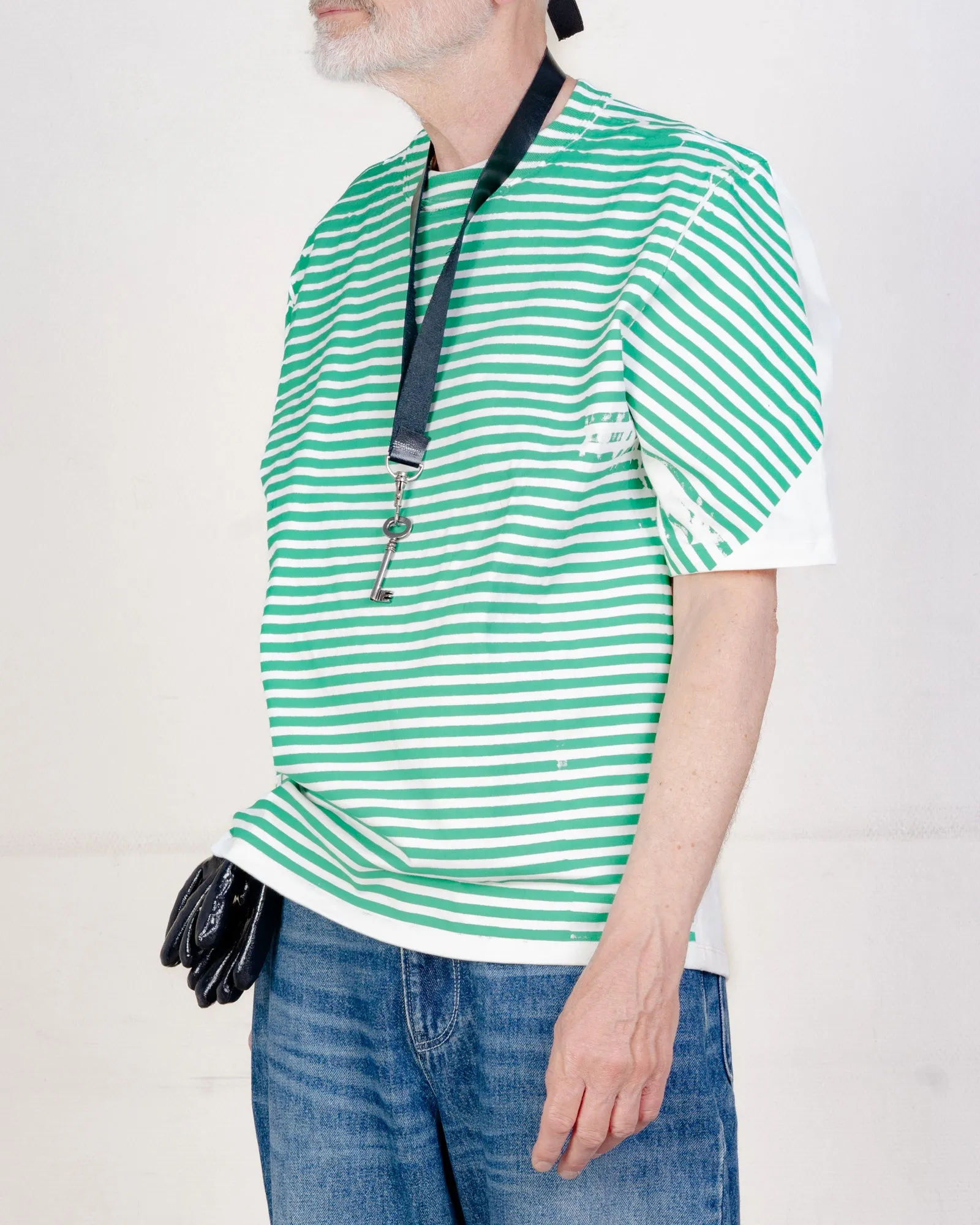 CF.21.01.05.05 BIG TEE heavy jersey green/white stripe sold by Camiel Fortgens