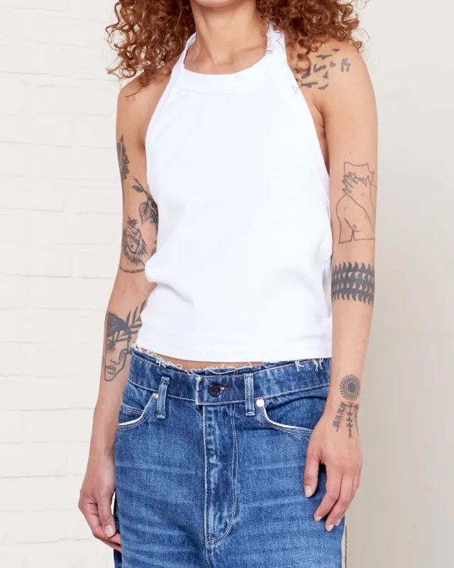 CF.21.01.01.01 HALTER TOP rib jersey white sold by Camiel Fortgens