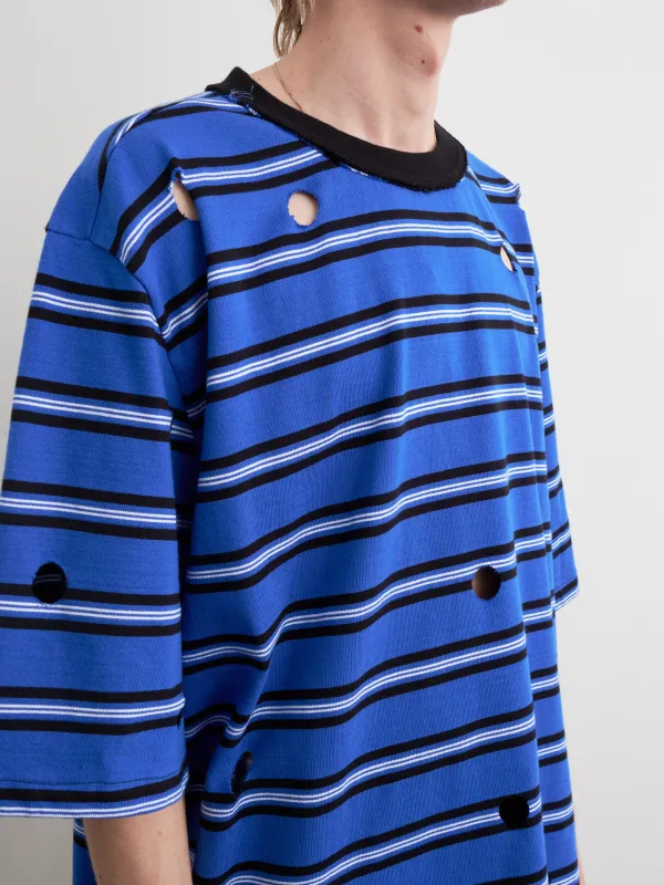 CF.21 RESEARCH HOLES TEE RIB JERSEY BLUE/BLACK/WHITE STRIPE made by Camiel Fortgens