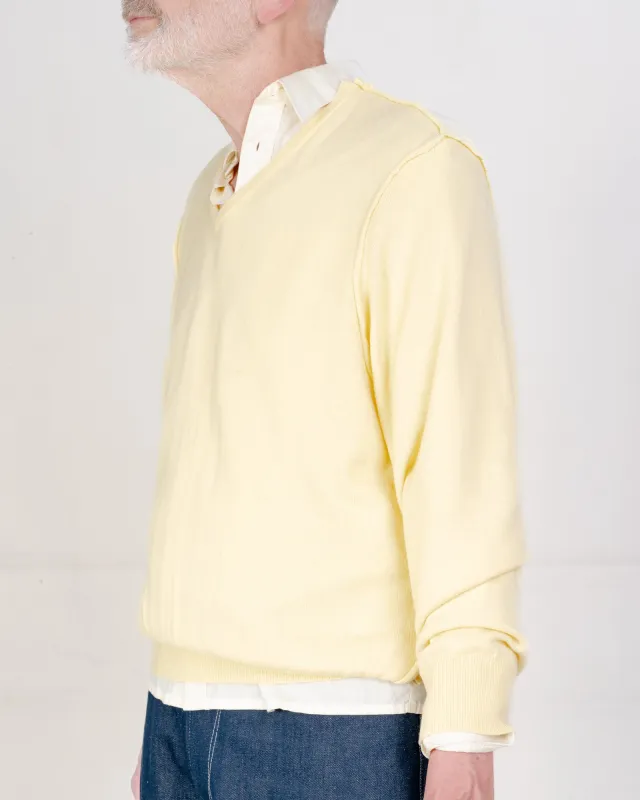 CF.21.03.02.02 FRANKENSTEIN V-NECK merino knit yellow made by Camiel Fortgens