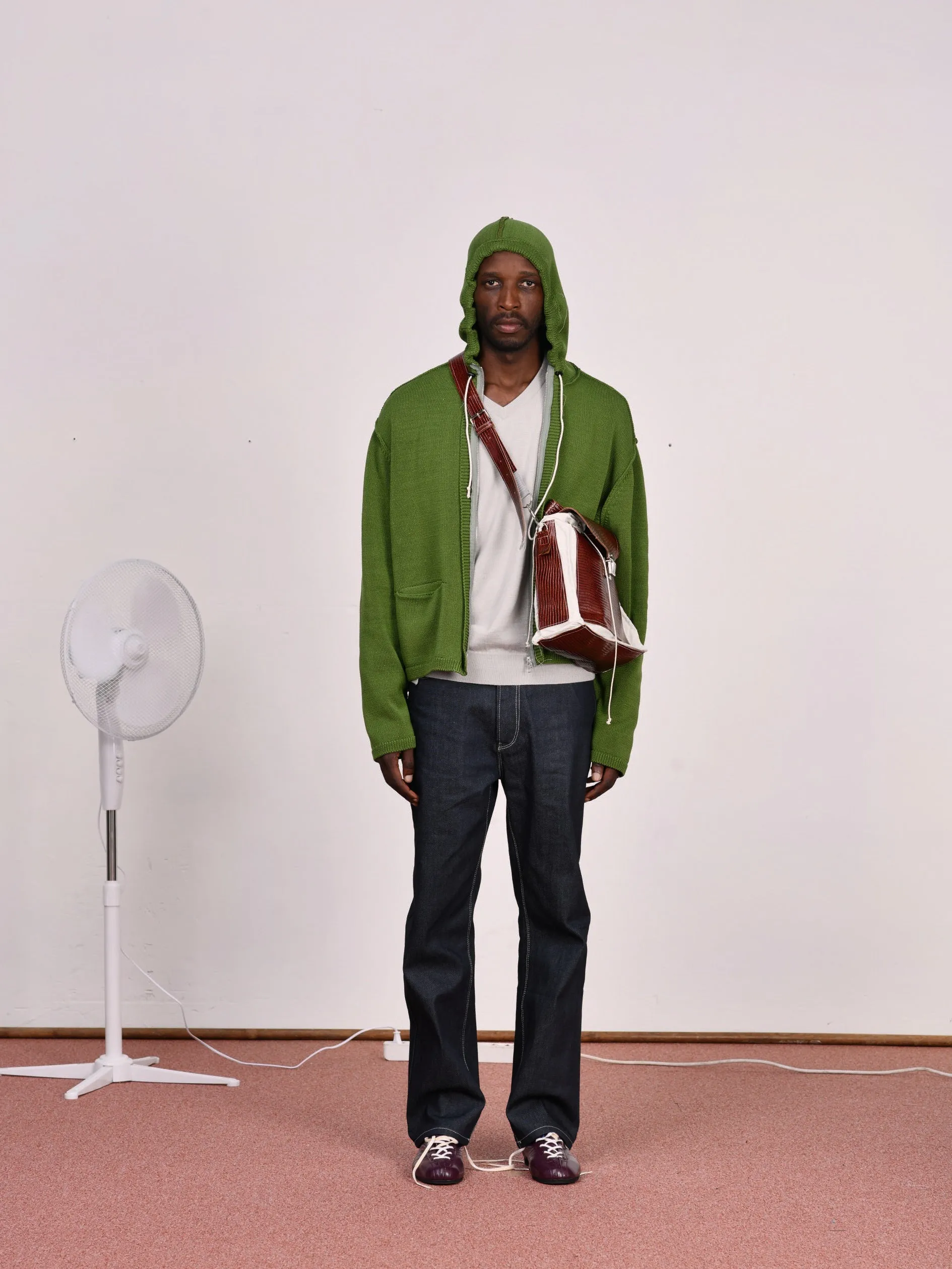 CF.23.03.02.01 KNITTED HOODIE cotton jersey vintage green sold by Camiel Fortgens