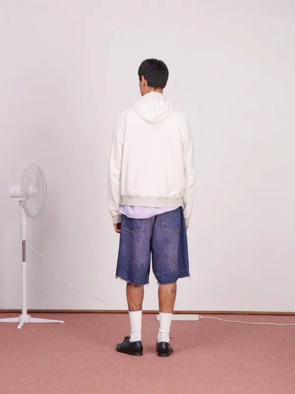 CF.23.02.01.01 FITTED INSIDE-OUT ZIP HOODIE heavy diagonal sweat lily white made by Camiel Fortgens