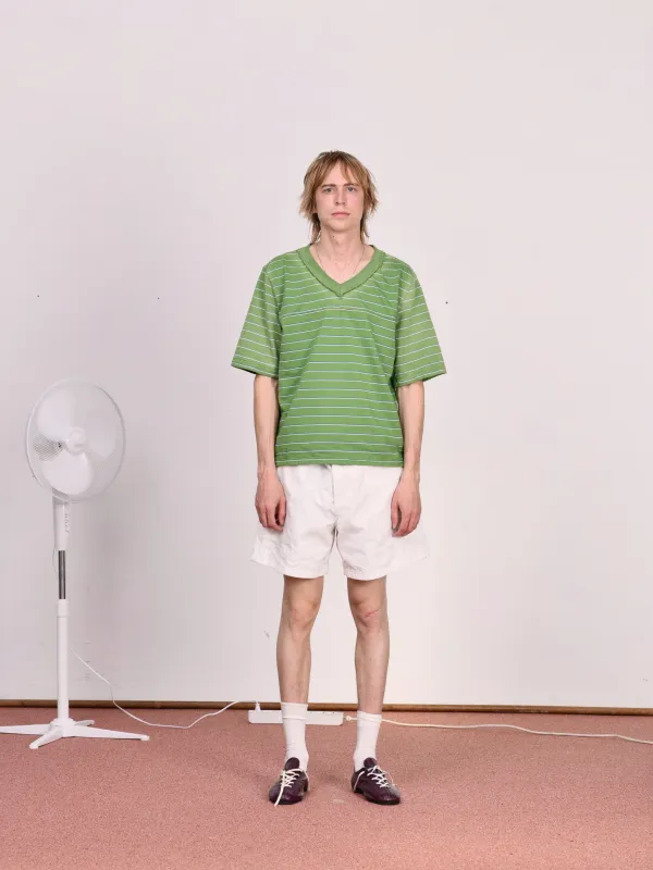 CF.23.01.04.02 FOOTBALL TEE heavy dry jersey green/white/blue stripe made by Camiel Fortgens