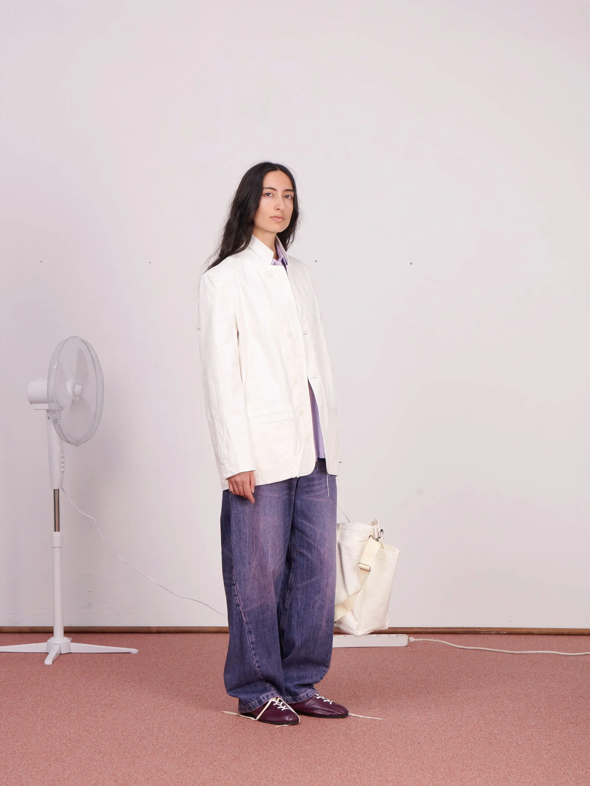 CF.23.09.02.03 SUIT JACKET light canvas optical white sold by Camiel Fortgens