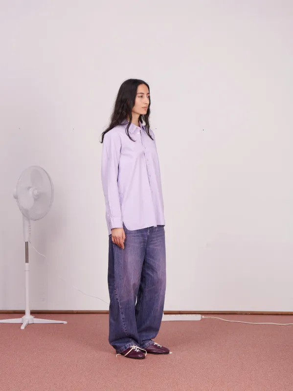 CF.23.04.03.01 LS - NORMAL SHIRT papertouch shirting blue stripe + pink overdye made by Camiel Fortgens