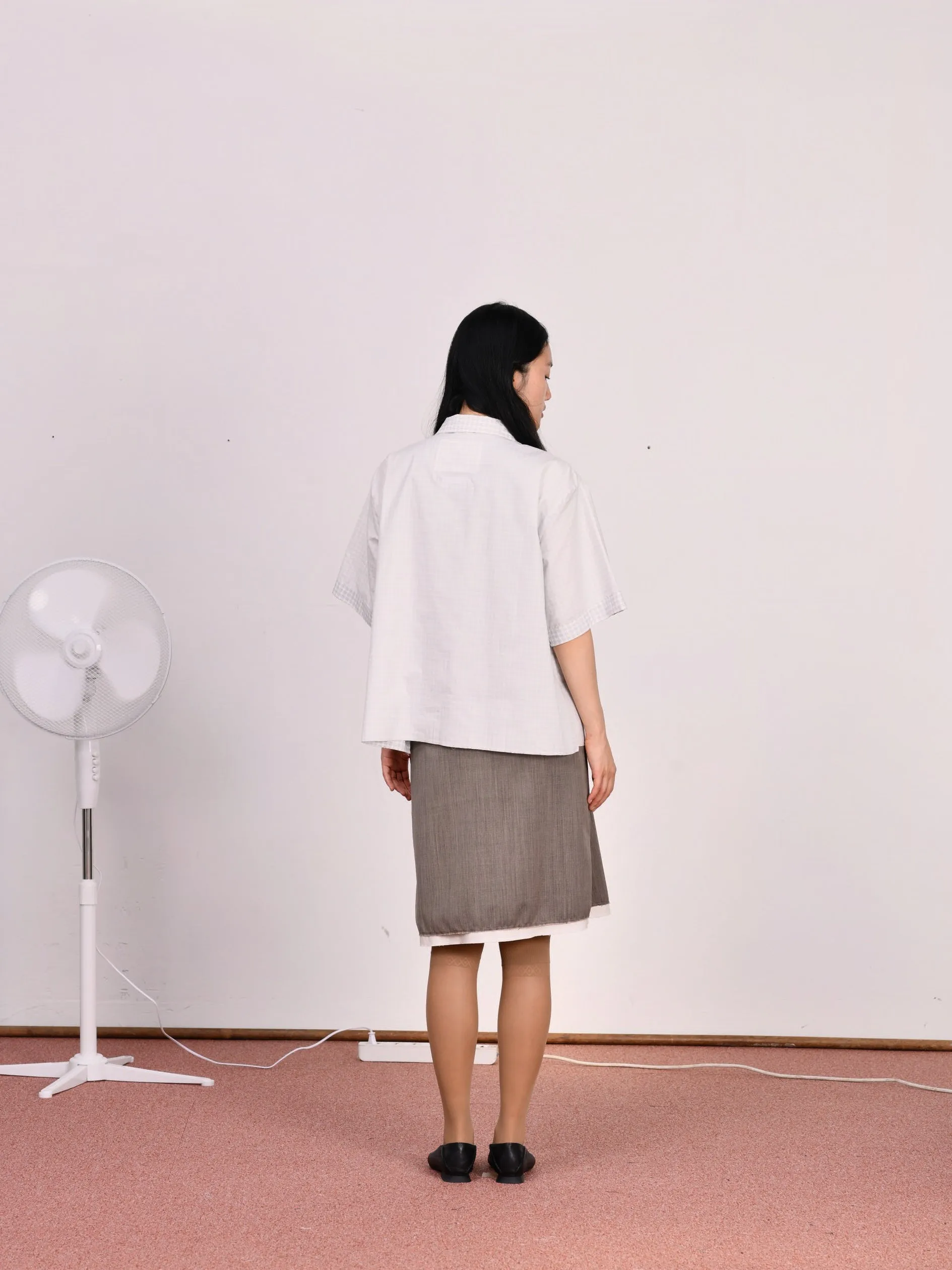 CF.23.04.01.02 SS - ZIP SHIRT shirting blue/white inside-out check sold by Camiel Fortgens product image thumbnail 4