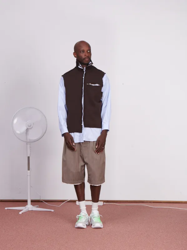 CF.23.RESEARCH.17.10 ZIP KNIT VEST/SHIRT papertouch shirting blue + brown made by Camiel Fortgens