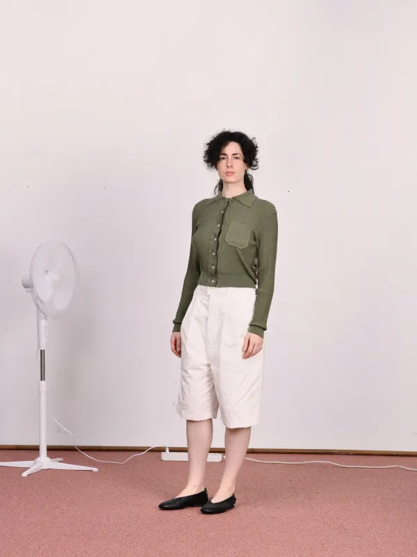CF.23.13.04.03 SUIT PANTS SHORTS light canvas optical white made by Camiel Fortgens