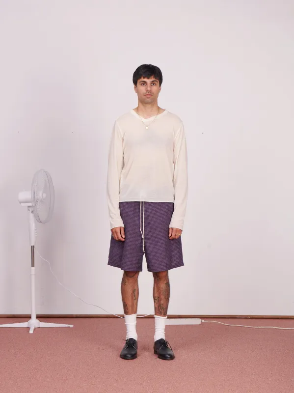 CF.23.13.02.03 KNEE SHORTS technical polyester navy/red check made by Camiel Fortgens