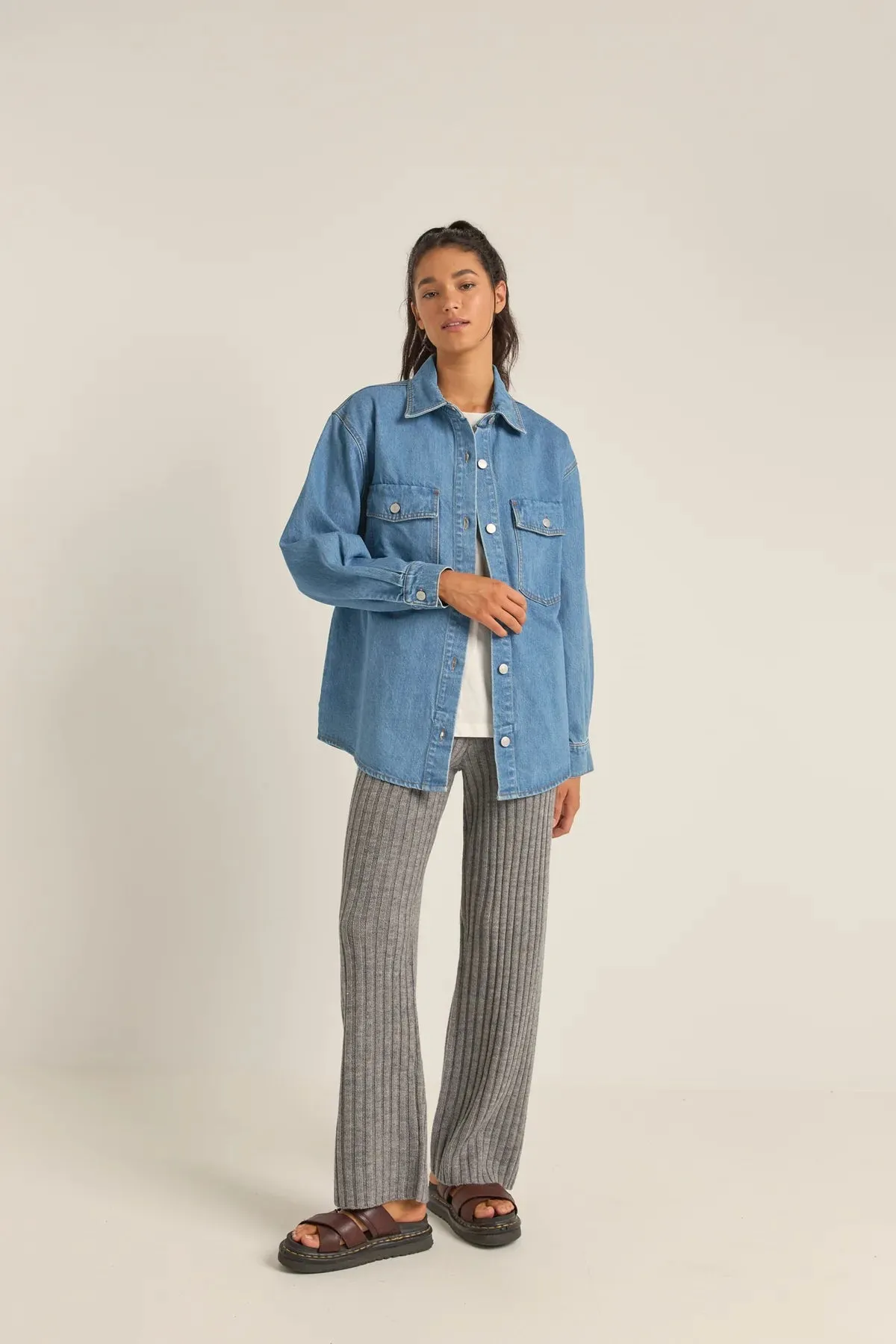 Rhythm Oversized Denim Shacket sold by JUNE SWIMWEAR product image thumbnail 4