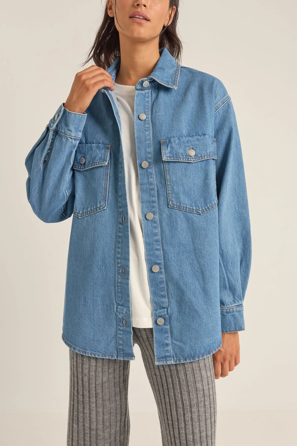 Rhythm Oversized Denim Shacket sold by JUNE SWIMWEAR