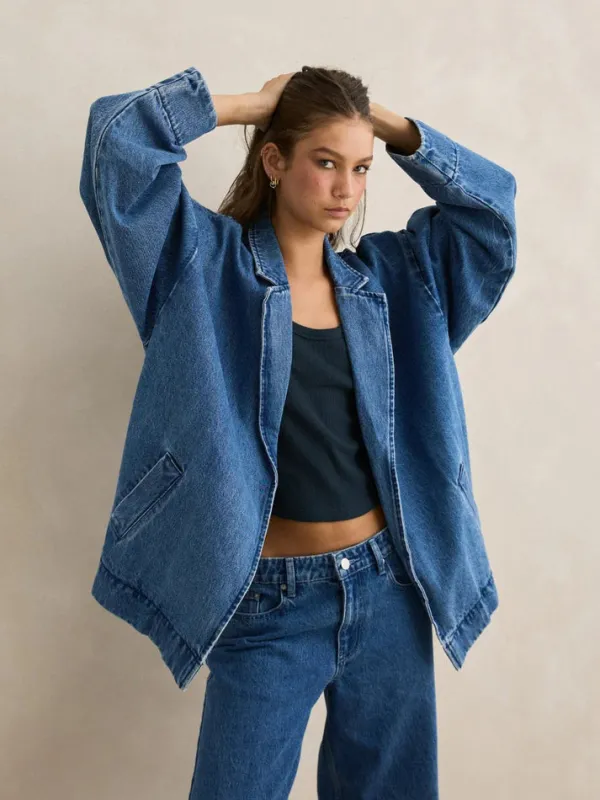 Rhythm Shoreline Denim Blazer made by Rhythm.