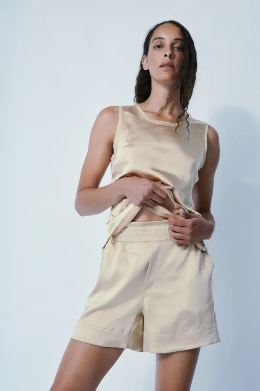 Sienna nougat satin top sold by MELISSA NEPTON