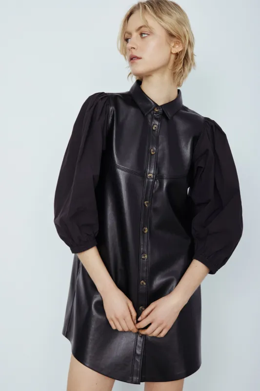 Feather mixed media shirt dress sold by MELISSA NEPTON