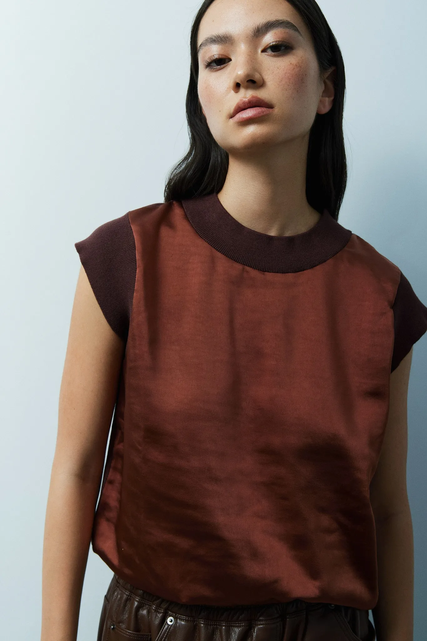 Elan mixed media satin tee sold by MELISSA NEPTON product image thumbnail 4