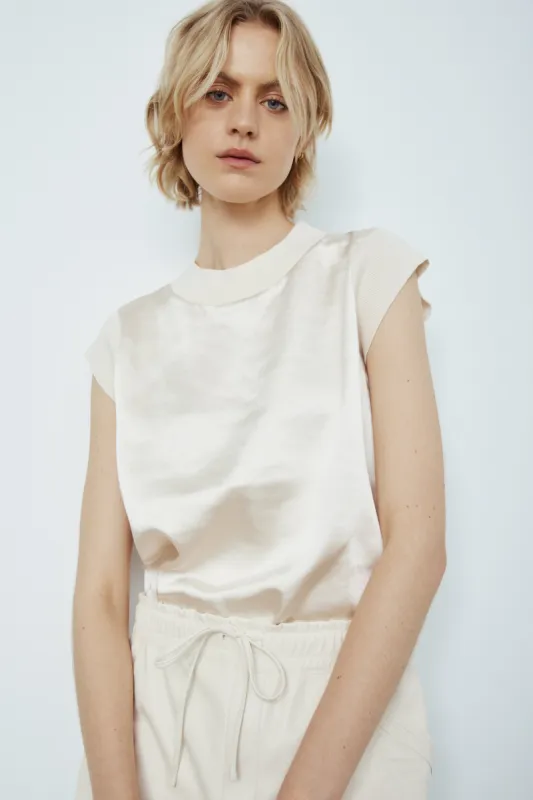 Elan mixed media satin tee sold by MELISSA NEPTON