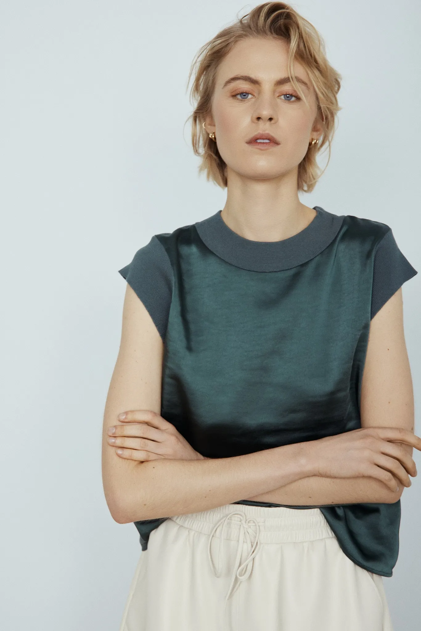 Elan mixed media satin tee sold by MELISSA NEPTON product image thumbnail 2
