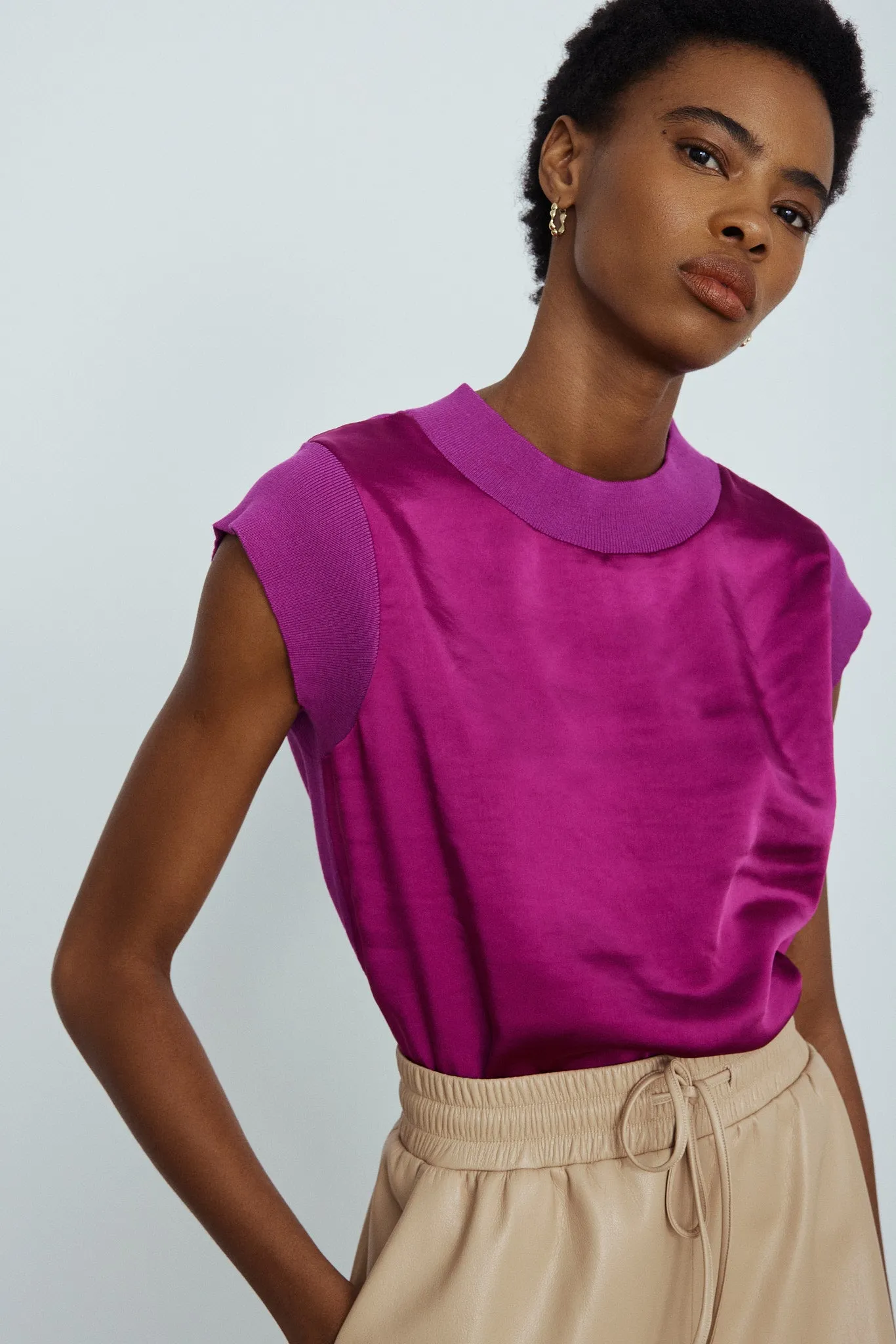 Elan mixed media satin tee sold by MELISSA NEPTON product image thumbnail 3
