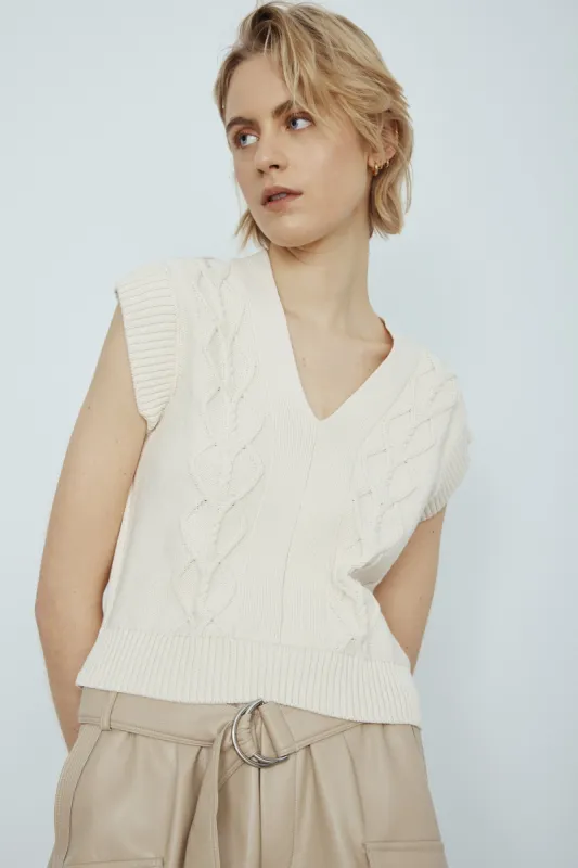 Priske cream sweater vest sold by MELISSA NEPTON