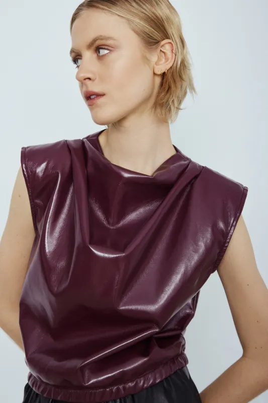 Honore faux leather top sold by MELISSA NEPTON