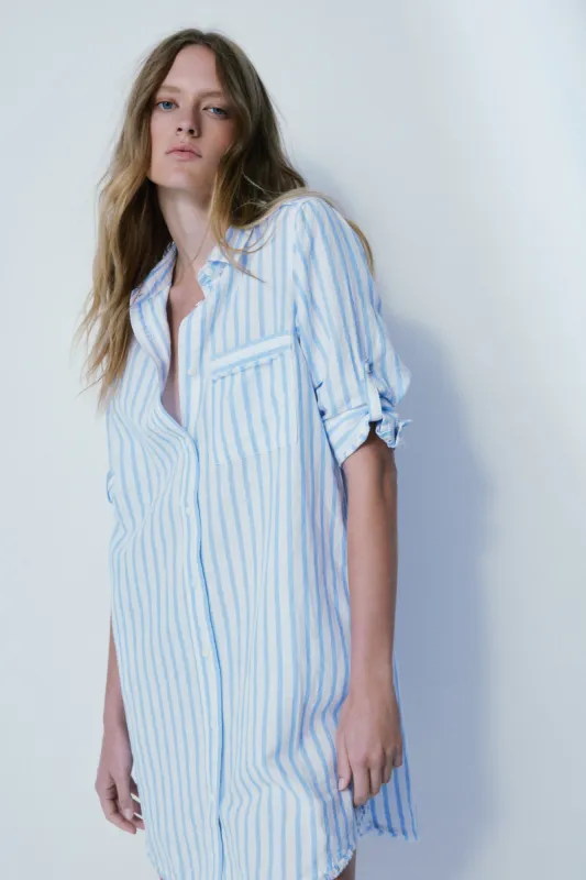 Sea light blue stripe shirt dress sold by MELISSA NEPTON