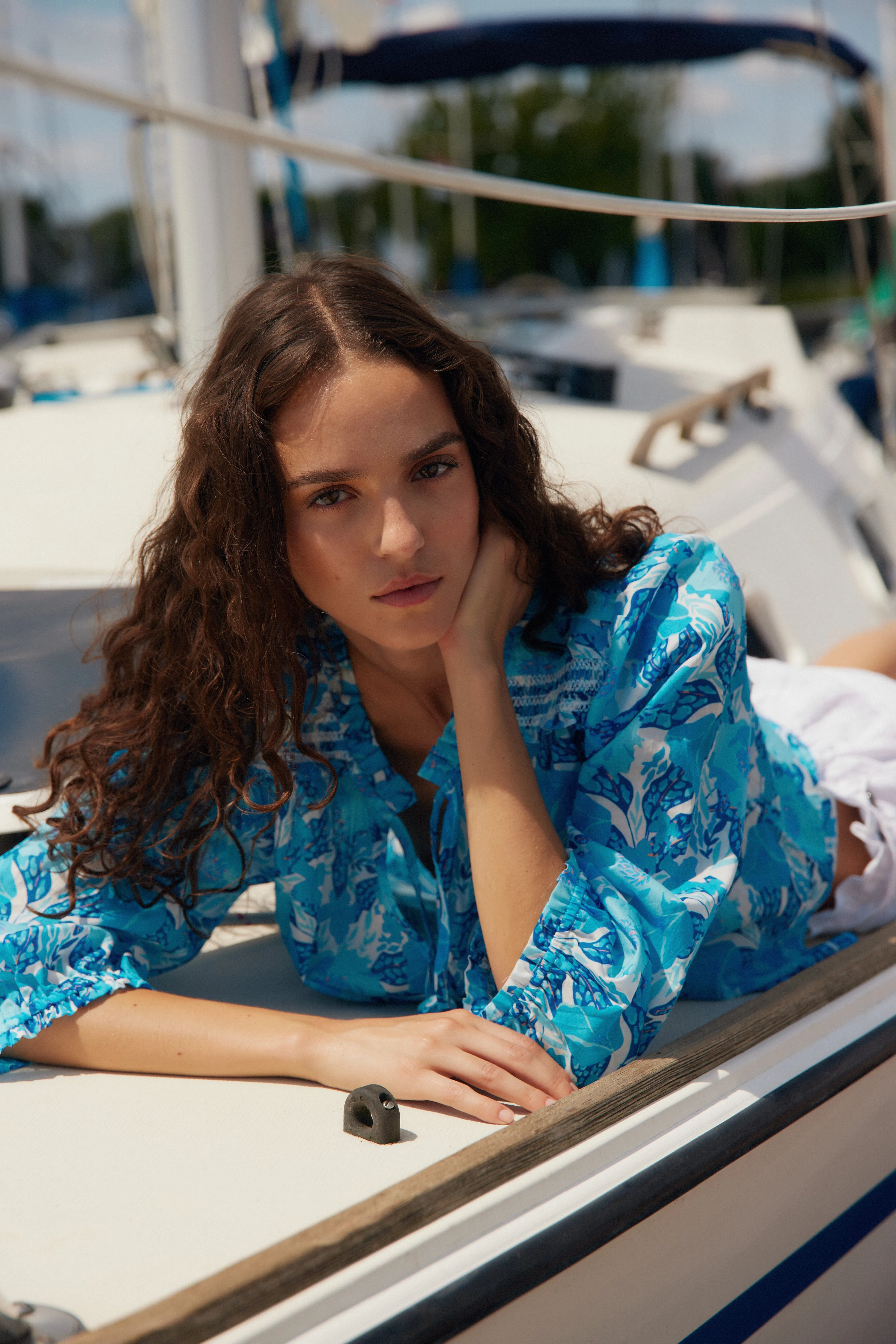 Monia blue bloom cotton blouse sold by MELISSA NEPTON product image thumbnail 2