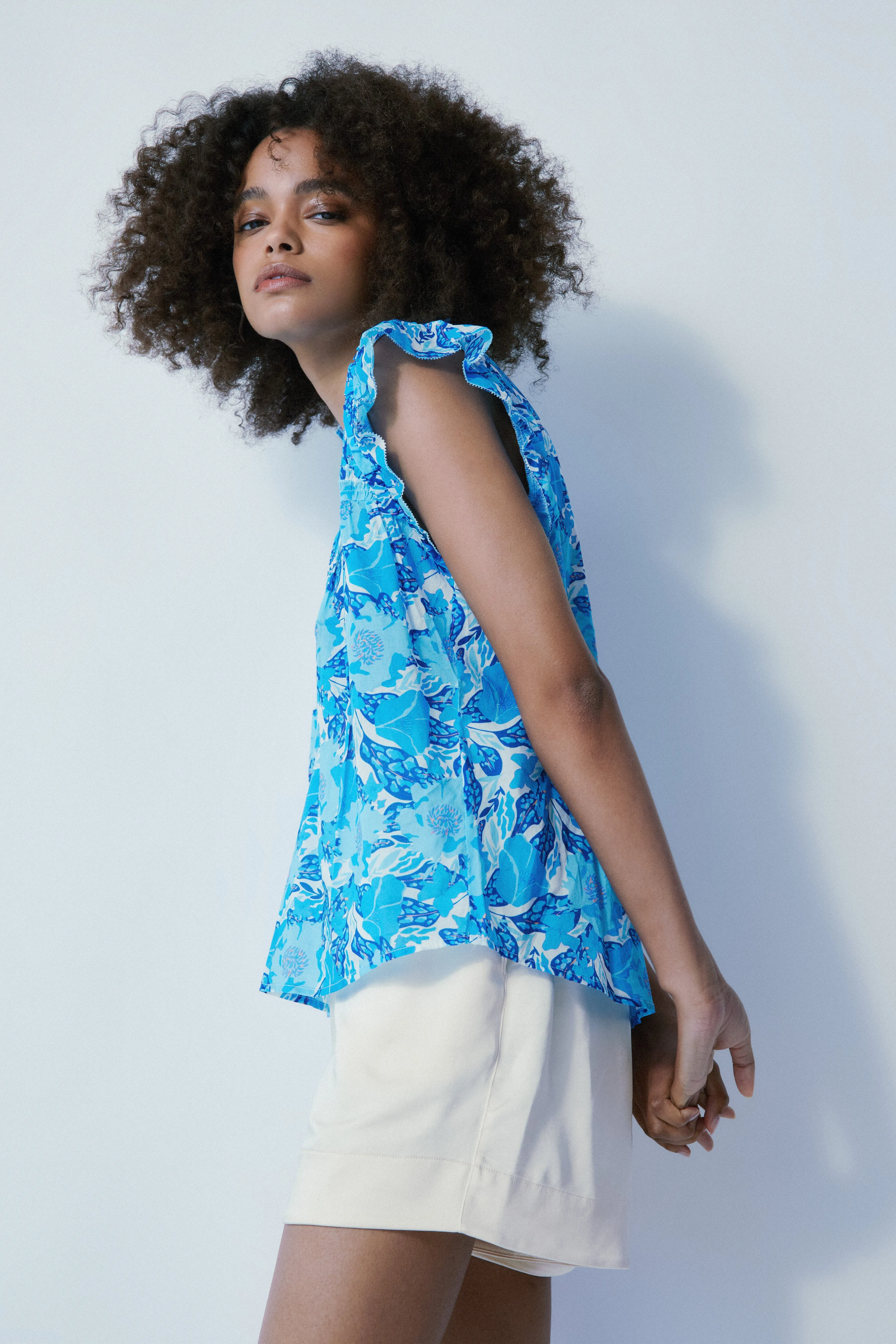 Krystel blue bloom cotton blouse sold by MELISSA NEPTON product image thumbnail 2