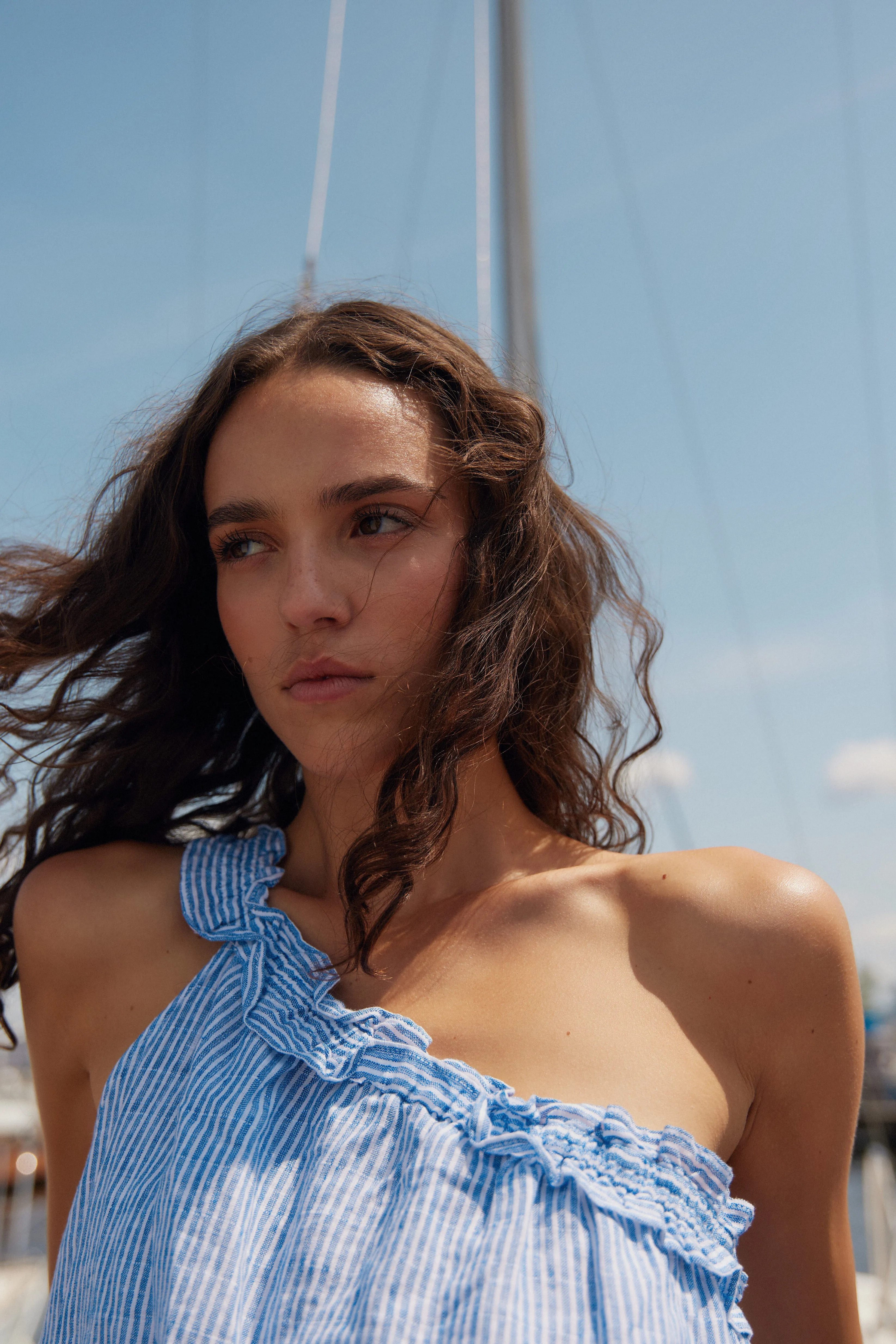 Shanya royal slub stripe linen top sold by MELISSA NEPTON product image thumbnail 2