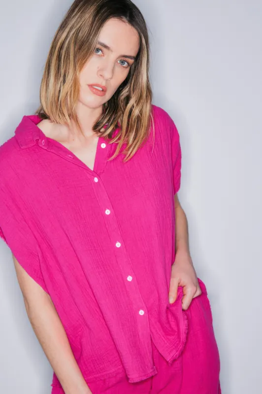 Jayla fuchsia cotton shirt sold by MELISSA NEPTON