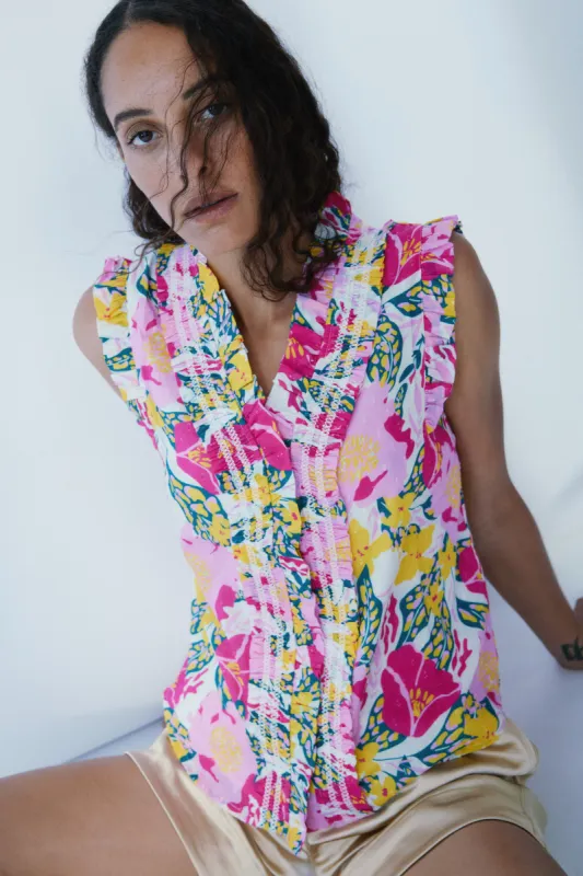 Sheila bold floral cotton shirt sold by MELISSA NEPTON