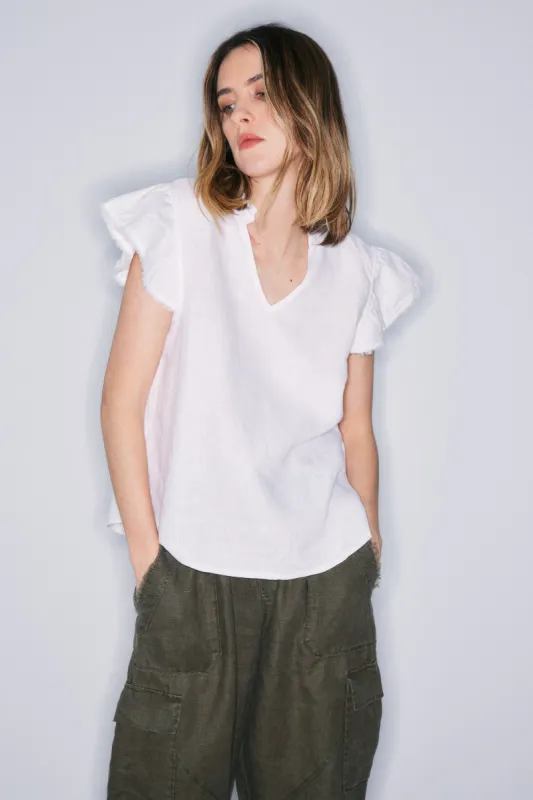 Carrie white linen top sold by MELISSA NEPTON
