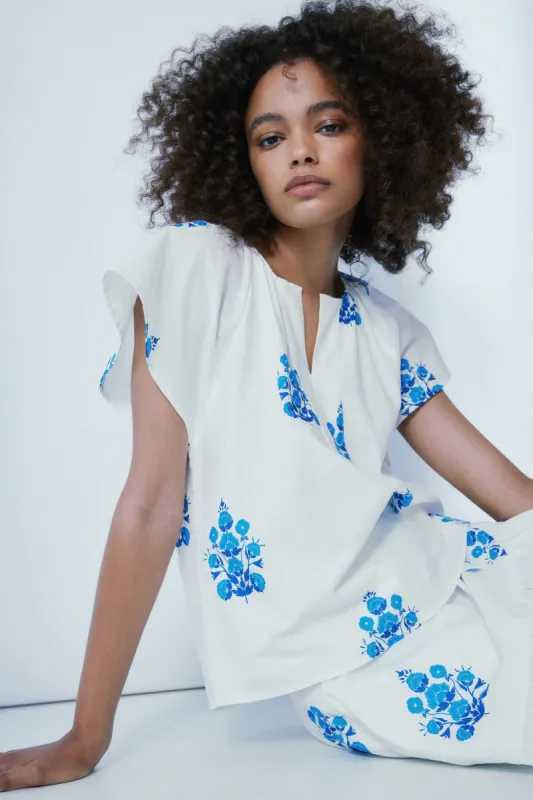 Blossom tattoo floral cotton blouse sold by MELISSA NEPTON