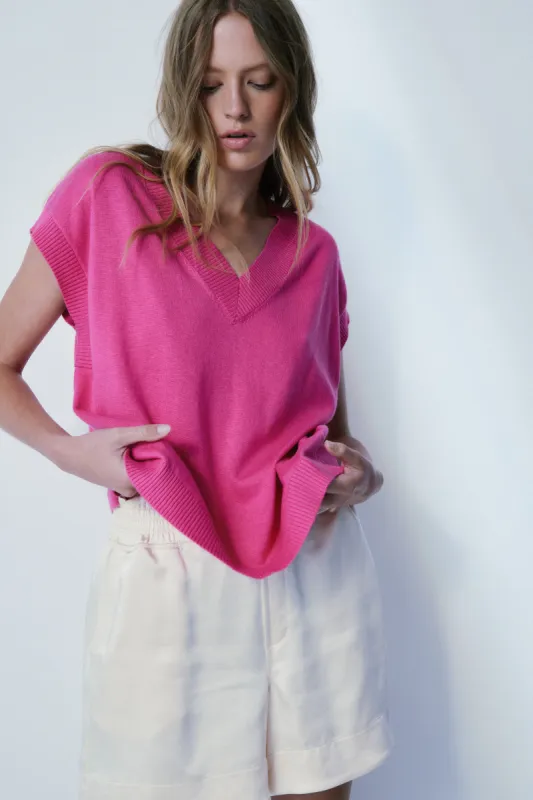 Liberty summer fuchsia sweater vest sold by MELISSA NEPTON