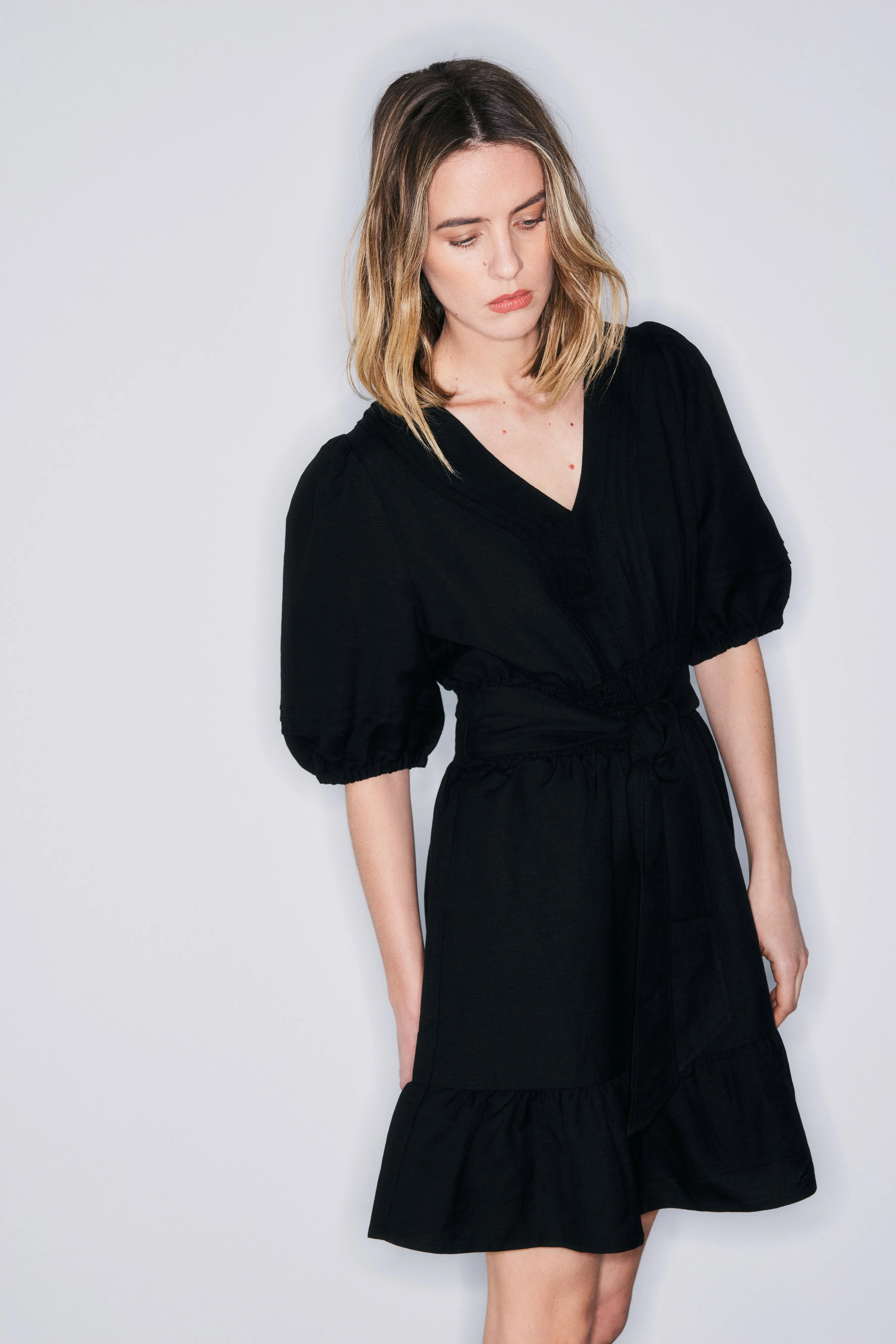 Evalyn black linen dress sold by MELISSA NEPTON