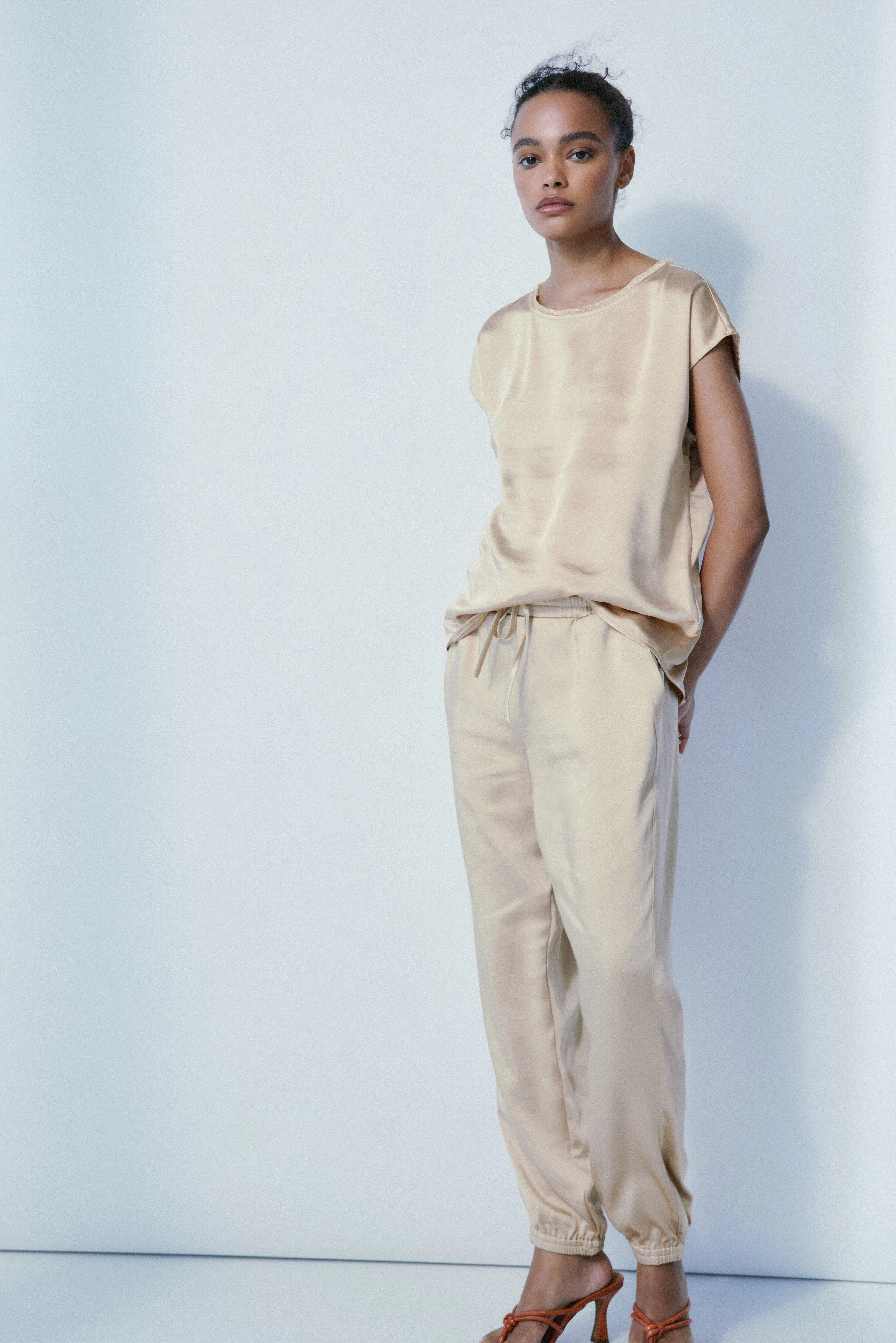 Baya nougat satin jogger sold by MELISSA NEPTON product image thumbnail 2