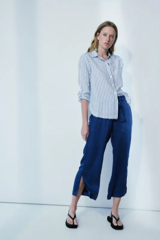 Miles summer navy satin pant sold by MELISSA NEPTON