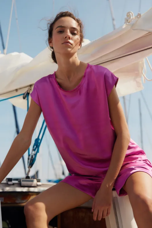 Willow fiji violet satin tee sold by MELISSA NEPTON